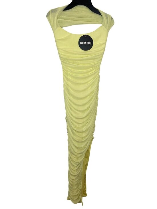 babyboo Dresses & Skirts - Babyboo Demi Maxi Dress Lime Green Ruched Sleeveless Size XS NEW WITH TAGS